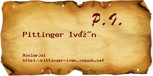 Pittinger Iván névjegykártya